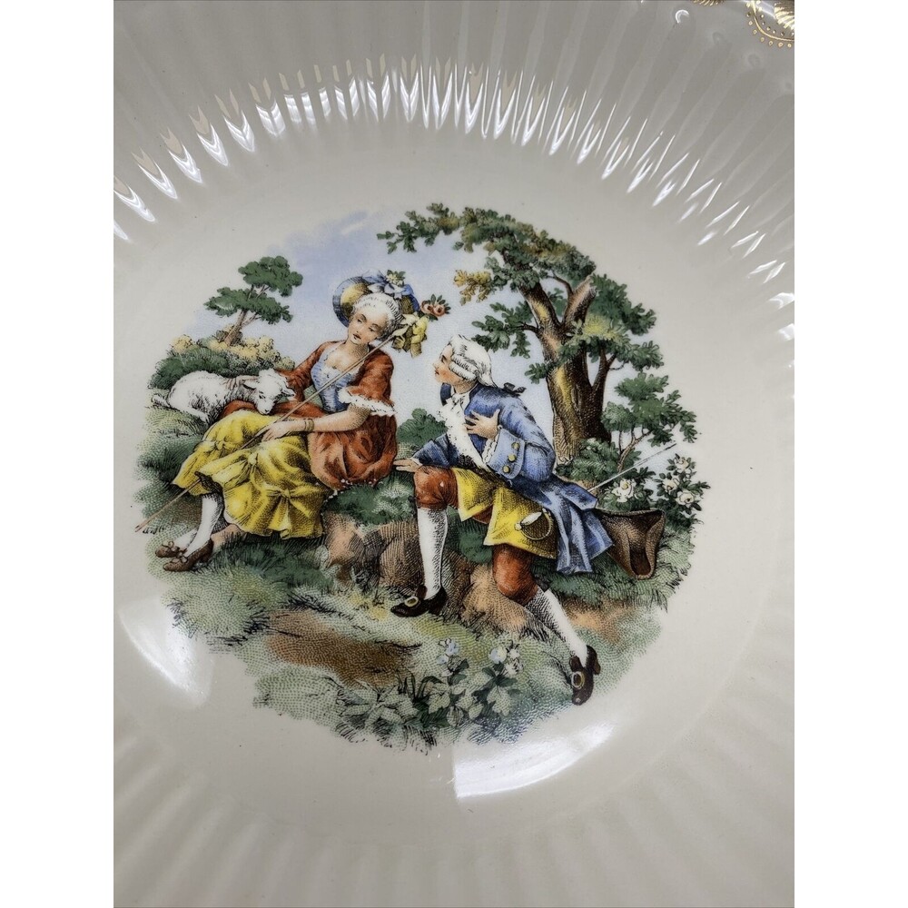 VINTAGE ROYAL CHINA 8" Bowl, 22K TRIM, EARLY AMERICAN PATTERN - Picture 3 of 3